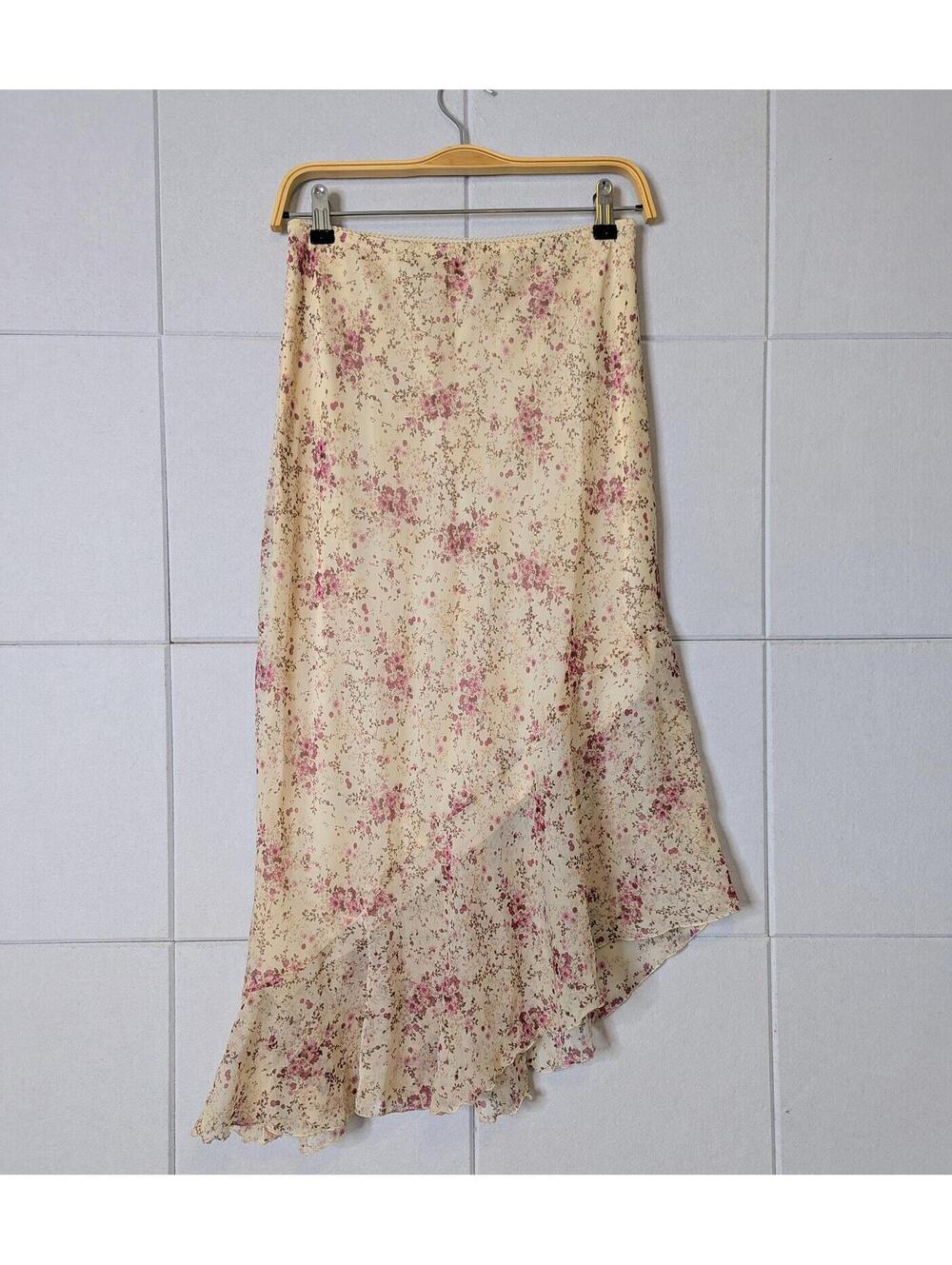Vintage y2k asymmetrical floral midi skirt